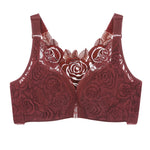Women's Rose Floral Lace Bra Wireless Bralettes No Underwire Comfort Push Up Lingerie Sexy Ladies Underwear Plus Size 44e