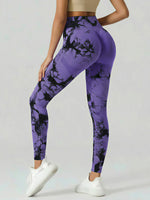 Boho Tie Dye High Waist Knit Elastic Fitness Yoga Tights Butt Lifting Workout Pants for Women