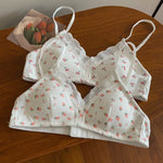 MOYISU Japanese Push Up Bra - Wireless Lace Bralette for Small Chest, Anti Sagging Comfort No Underwire Teens Slimming Lingerie