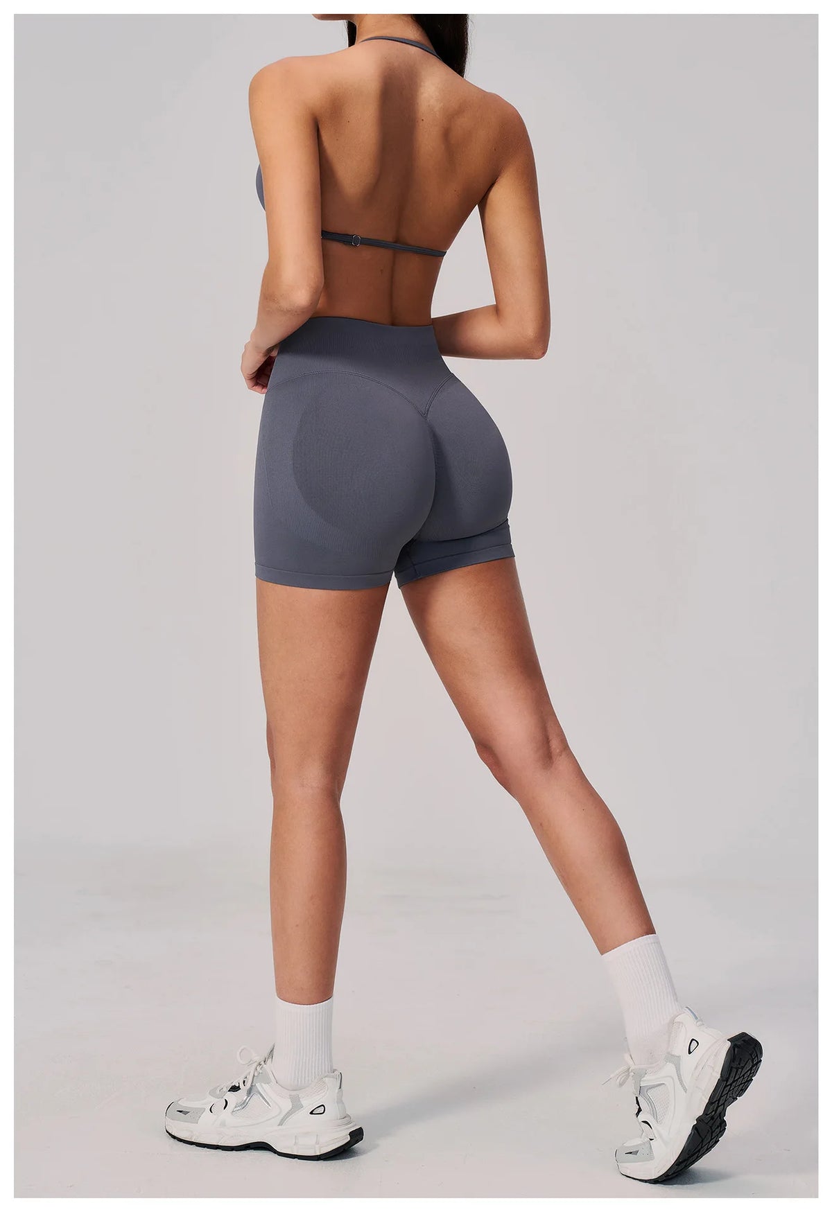 2 Pieces Seamless Yoga Sets Women Solid Color Sports Bra Tight Fitting Peach Buttocks Shorts Fitness Suit Gym Running Tracksuit