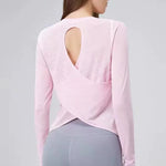 Autumn Thin Loose Long Sleeve Gym Breathable Yoga Blouse Hollow Beauty Back Running Cross Yoga Clothing Fitness Pilates Top Suit