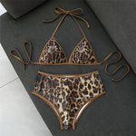 Sexy Brown Leopard Sequin Swimwear Halter String Triangle Bikini Femmes Women 2026 Micro Thong Swimsuit Bikinis Sets De Mujer