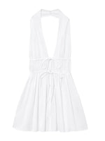Bowknot White Backless Beach Summer Women's Dress Deep V Neck Cotton Short Vestidos Sexy Sleeveless Halter New in Dress 2025
