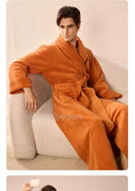Long Flannel Robe for Men Women Warm Home Pajamas Loungewear 2026 Autumn Winter New Thick Coral Fleece Couple Bathrobe