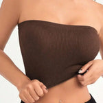 Quick-drying Cropped Top Women Ribbed Vest Anti-slip Bandeau Strapless Sleeveless Backless Tank Top Sweat Absorption