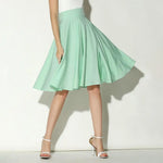 Women Skirt Elastic High Waist A-Line Style Skirt Solid Color Large Hem Skater Skirt Bohemia Style Skirts Women's skirt