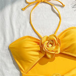 Sexy 3D Flower Hollow Out Swimwear One Piece Swimsuits Women 2026 Summer String Halter Monokini Swimming Bathings Suit Bather