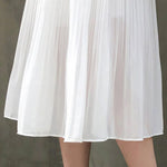 High Waist Elastic Pleated Skirt for Women Spring Summer Chiffon Skirts Vintage Patchwork White Black Long A-Line Skirt
