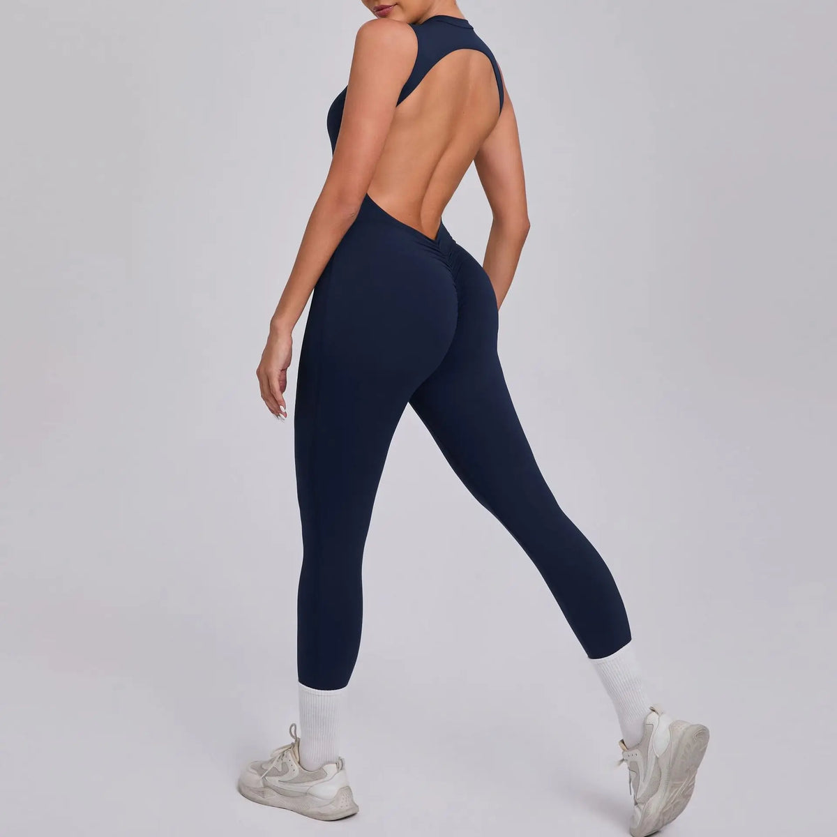 Seamless Yoga Jumpsuits Sports Fitness Backless Peach Hip-lifting Running Workout Gym One-piece Shorts Bodysuits for Women