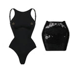 2026 2Pcs Sexy Women One Piece Swimsuit Female Swimwear Solid Biquini High Cut Monokini Push Up Swim Suits Bathingsuit Beachwear