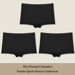 3Pcs Women's Seamless Sports Boxer Underwear Female Solid Color Panties Comfortable Briefs Cozy Lingerie Intimate Underpant S-XL