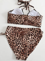 NEW Large Plus Size 2 Pieces Bikini High Waist Swimsuit Women Leopard Swimwear Female Bather Bathing Swimming Swim Suit