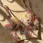 New Lace Camisole Ultra Thin Underwear Sexy Lace Embroidery Push Up Bra Set Women Romantic Flowers Body Shaper Tops and Panties