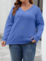 Plus Size V-Neck Dropped Shoulder Blouse