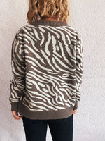 Zebra Print Zip Up Cardigan