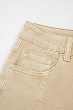Solid Color Seamed Center Wide Leg Cropped Jeans