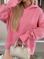 Striped Oversized Hoodie with Kangaroo Pocket