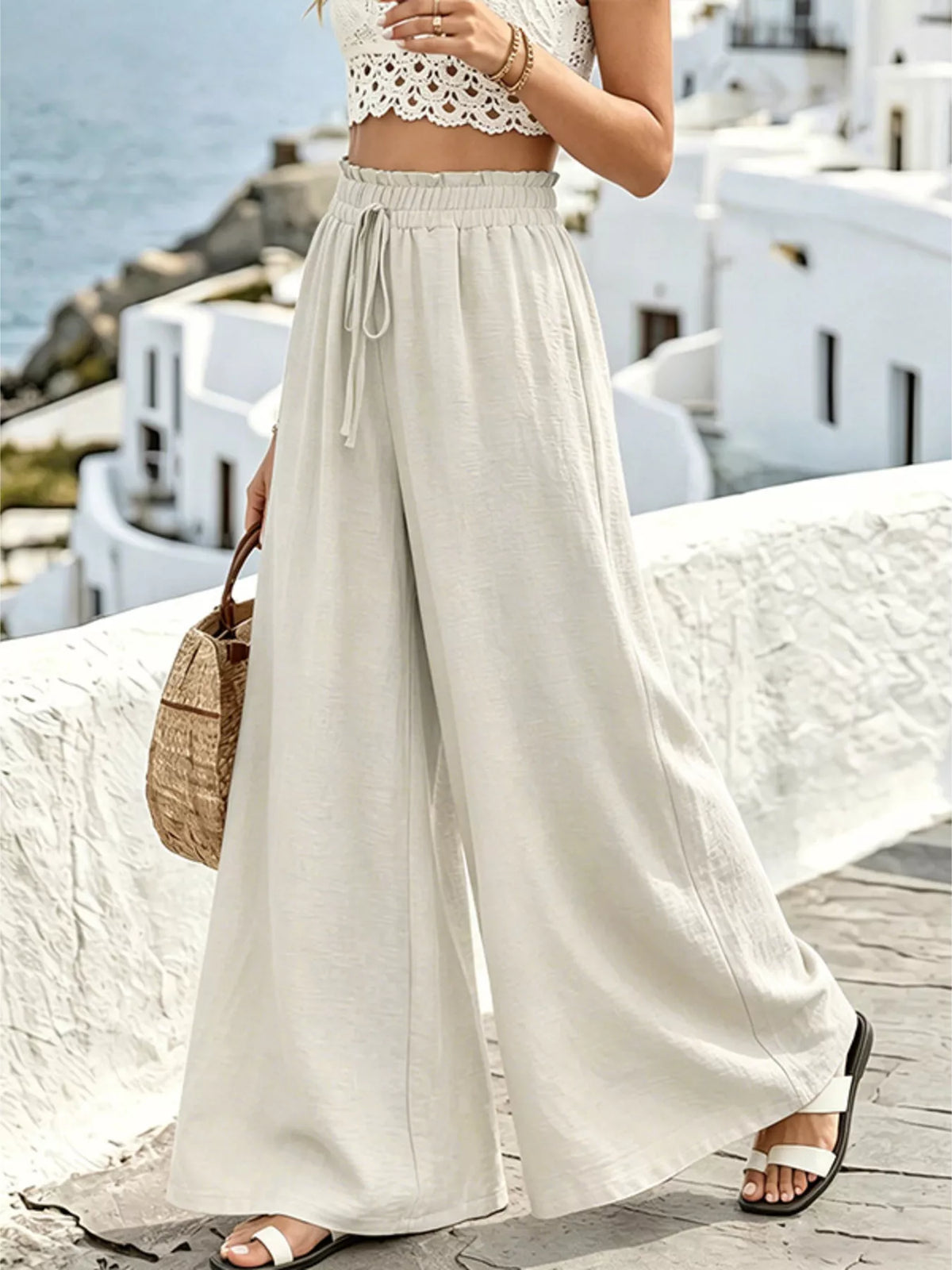 Wide Leg Drawstring Pants