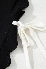Bow Side Ties Scalloped Hem Cap Sleeve Sweater