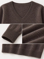 V-Neck Solid Color Sweater