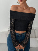 Off Shoulder Long Sleeve Lace Top