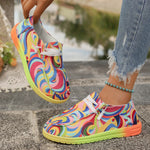 Colorful Round Toe Canvas Slip-Ons