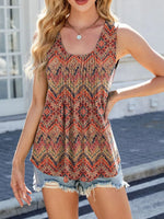 Printed Scoop Neck Wide Strap Tank