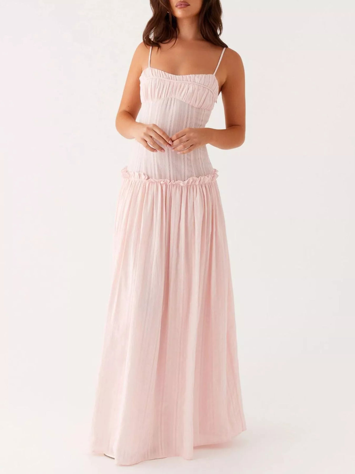 Ruched Spaghetti Strap Maxi Dress