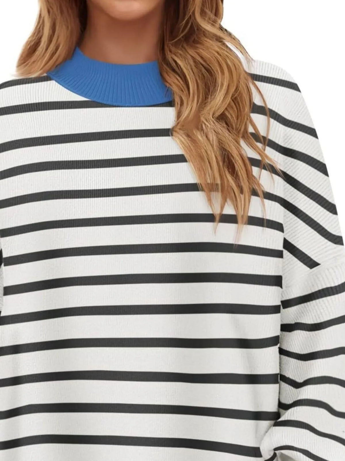 Striped Round Neck Long Sleeve Sweater