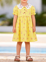 Children's Bunny Print Peter Pan Collar Dress