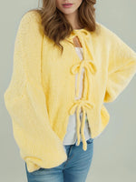 Cozy Bow-Tie Front Knit Cardigan