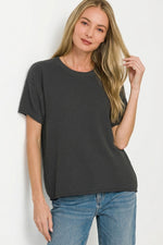 Zenana Viscose Round-neck Short Sleeve Sweater