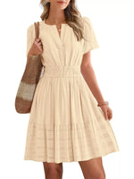 Short Sleeve Smocked Waist Tiered Dress