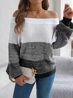 Off-Shoulder Color Block Sweater