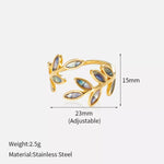 18K Gold-Plated Resin Leaf Bypass Ring