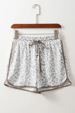 Leopard Print Drawstring Casual Shorts