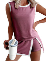 Ribbed Knit Sleeveless Top and Skort Set