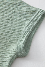 Solid Color Textured Crinkle Short Sleeve T Shirt Dress
