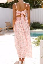 Bow Back Printed V-Neck Cami Dress