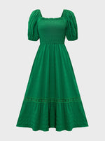 Smocked Puff Sleeve Tiered Dress