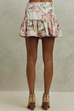 SO ME Floral Print Fit and Flare Mini Skirt