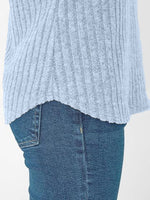 Ribbed Knit V-Neck Relaxed Fit T-Shirt