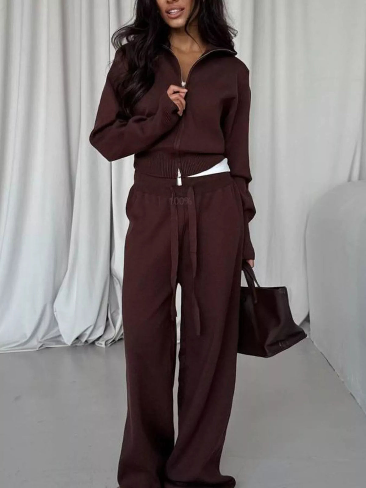 Zip-Up Outerwear andDrawstring Pants Set