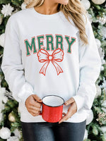 MERRY Bow Christmas Graphic Sweatshirt