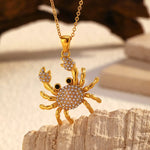 18K Gold-Plated Crab Pendant Necklace