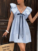 Striped Ruffle Sleeve Mini Dress
