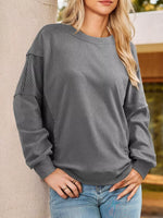 Striped Round Neck Long Sleeve Sweatshirt