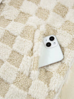 Sherpa Checkerboard Snap Button Vest Coat with Pocket