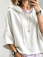 Drawstring 3/4 Sleeve Hoodie