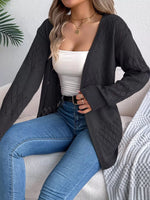 Openwork Open Front Long Sleeve Cardigan